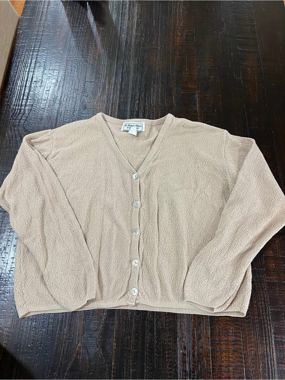 A Knitch Above Vintage Cardigan Sweater Womens M Beige Textured Knit USA Made